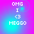 Pixelated text and symbols on a gradient background with subtle animation changes.