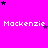 Pixelated text 'Mackenzie' repeated across a bright pink background with scattered purple and black stars.
