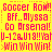 Yellow background with red pixelated text repeating 'Soccer ! Bff..Alyssa: Go Arsenal! U-12&U18!!Yat Win Win Win!' in a pattern