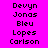 text entries on a bright pink background with alternating light pink highlights, displaying names in pixelated font