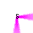 A pink geometric shape with four 'S' symbols at its corners, forming a stylized frame or border on a white background.