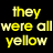 A static contact sheet of two identical animated frames showing pixelated yellow text on a black background with visible dithering and anti-aliasing artifacts.