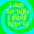 Four identical display yellow text on a green and cyan spiral background with no visible animation changes