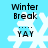 Pixelated text and snowflake icons on a light blue background with four identical arranged in two