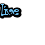 Four distinct pixelated text icons arranged in a : blue 'Live', pink 'Laugh', green 'Love', and black-and-white speaker symbol on white background