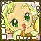 Pixelated character with green eyes and blonde hair, wearing a yellow dress with brown accents, hand near mouth in repeated