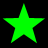 Four green star icons arranged in a on a black background, each star with five points and a pixelated appearance