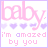 identical pink and purple pixel art icons featuring 'baby.' text, heart symbols, and 'i'm amazed by you' phrase on white background