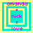 Four identical pixel-art display 'amanda' at top, 'nick' in center with '+' above and '=' below, and 'love' at bottom, each framed by nested cyan and yellow squares