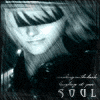 A contact sheet of six animated frames showing a person with long hair and striped eye coverings, wearing dark clothing with visible text "SOUL" at the bottom.