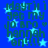 Blue background with repeating teal text and light blue stars, animated to shift positions.