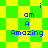 Pixelated text 'i am a Amazing' on green and yellow checkered background with two distinct pattern variations.