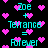 Pixelated cyan text and pink hearts on black background, with text elements shifting positions across frames.