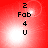 Red background with white light effects and vertical black text reading '2', 'Fab', '4', 'U' in four identical