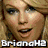 Pixelated image of a woman with blonde hair, showing multiple text overlays including 'BrianaH2', 'Is Taylor Swift's', and 'No.1 Fan!' across different sections.