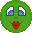 Green pixelated character with blue eyes and red lips displays multiple poses including upright, inverted, and side-facing views.