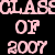 Static pixelated icon with pink text on black background reading "CLASS OF 2007" in three lines.