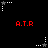 Red 'A.T.R' text appears in four positions on a black background, with white and gray star-shaped cursor icons moving between them.