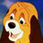 A pixelated cartoon dog with orange fur and brown ears smiles against a blue background, next to a red circular Disney logo with yellow text and "Disney.com" below it.