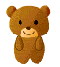 A contact sheet of seven animated frames showing a brown teddy bear mascot in various poses and expressions against a gray background.