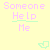 identical 'Someone Help Me' text icons with varying letter colors and small heart symbols on a pale yellow background
