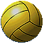 Twelve identical yellow volleyball icons arranged in a , each with black stitching and a white highlight on the upper left surface