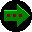 Green arrow icon with red squares on a black circular background, showing color variations