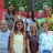 Pixelated group photo of children on left, pink text list on blue background with 'go pokagon!' phrase.