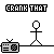 Pixel art animation of a stick figure next to a radio, cycling through standing, walking, and running poses with 'CRANK THAT' text above each frame.