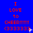 Blue background with orange text reading "I LOVE to CHEER!!!!!" and a sequence of symbols, featuring small white pixelated elements that change position across frames.