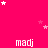 A static image with a bright pink background featuring repeated white text "madij" and scattered white and pink stars.