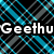 Four distinct pixelated backgrounds with the text 'Geethu' overlaid in white block letters on each.