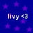 Blue background with purple stars and four instances of white text reading 'livy <3' arranged in a