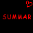 Red pixelated heart symbol above two identical red text strings reading SUMMAR on black background.