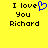 Yellow background with black text reading "I love You Richard" and a blue pixelated heart symbol replacing the 'o' in 'love' on the left side.