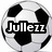 Black-and-white soccer ball icon with pixelated text overlays in four distinct sections, each displaying different text and partial text elements.