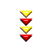 pixelated icons featuring yellow and red downward arrows, blue and beige rectangular shapes, and black squares on a gray background