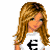 Pixelated cartoon-style buddy icon featuring a female character with long blonde hair wearing a white t-shirt with a black euro symbol, light blue jeans, and red-black arm sleeves, alongside partial male figure in similar attire and "Skater Girl" text with scattered colored dots on white background.