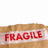 A four- of brown cardboard boxes with red 'FRAGILE' labels, each showing different text above the boxes
