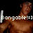 Pixelated image of a shirtless person with brown skin holding a white object, overlaid with text reading "Bongoble!=]" against black background.
