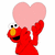 A 50x50 pixel animated buddy icon featuring Elmo from Sesame Street holding a pink heart, with the right frame showing "Elmo Loves You" text on a pink background.