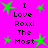 Bright pink background with green star shapes and black text reading "I Love Roxxi The Most" arranged in a pattern