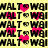 Yellow background with repeating black text 'WALT' and 'WBI' separated by pink heart symbols, forming a pattern