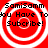 Red background with four white concentric circles, each containing black pixelated text reading "SamiSamm You Have To Subscribe!".