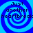 Four identical blue spiral patterns with pixelated text reading "Just another heartbreak" overlaid on each, arranged in a against a solid light blue background