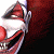 Animated pixel art of a red and white clown face with exaggerated features on the left, next to green text reading 'Original Icons .com' on a dark background.