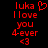 Red pixelated text and symbols on black background, two side-by-side versions of identical content with one variation in the top-right symbol.