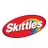 Oval-shaped Skittles logos in multiple colors with rainbow gradients, arranged in a on white background