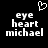 Pixelated white text and heart symbol on black background, with two side-by-side versions of the same layout.