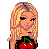 A 3x3 contact sheet of pixel art frames showing a cartoon woman with blonde hair holding cherries, her midsection in blue jeans, and cherry-adorned shoes, alongside repeated "HYPER" text in red and black.
